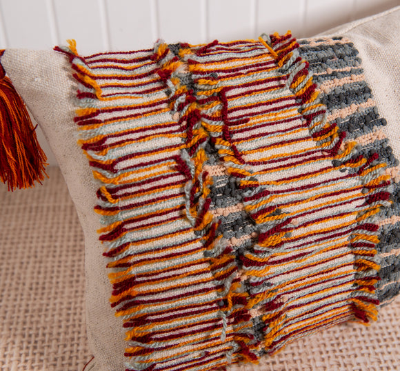 Embroidered Nepal Pillow with Tassels