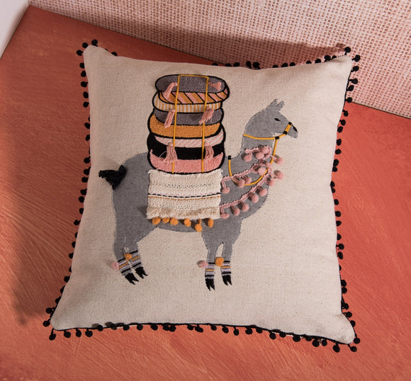 RakiRaki alpaca with tassels decorative pillow by Déniché Boutique